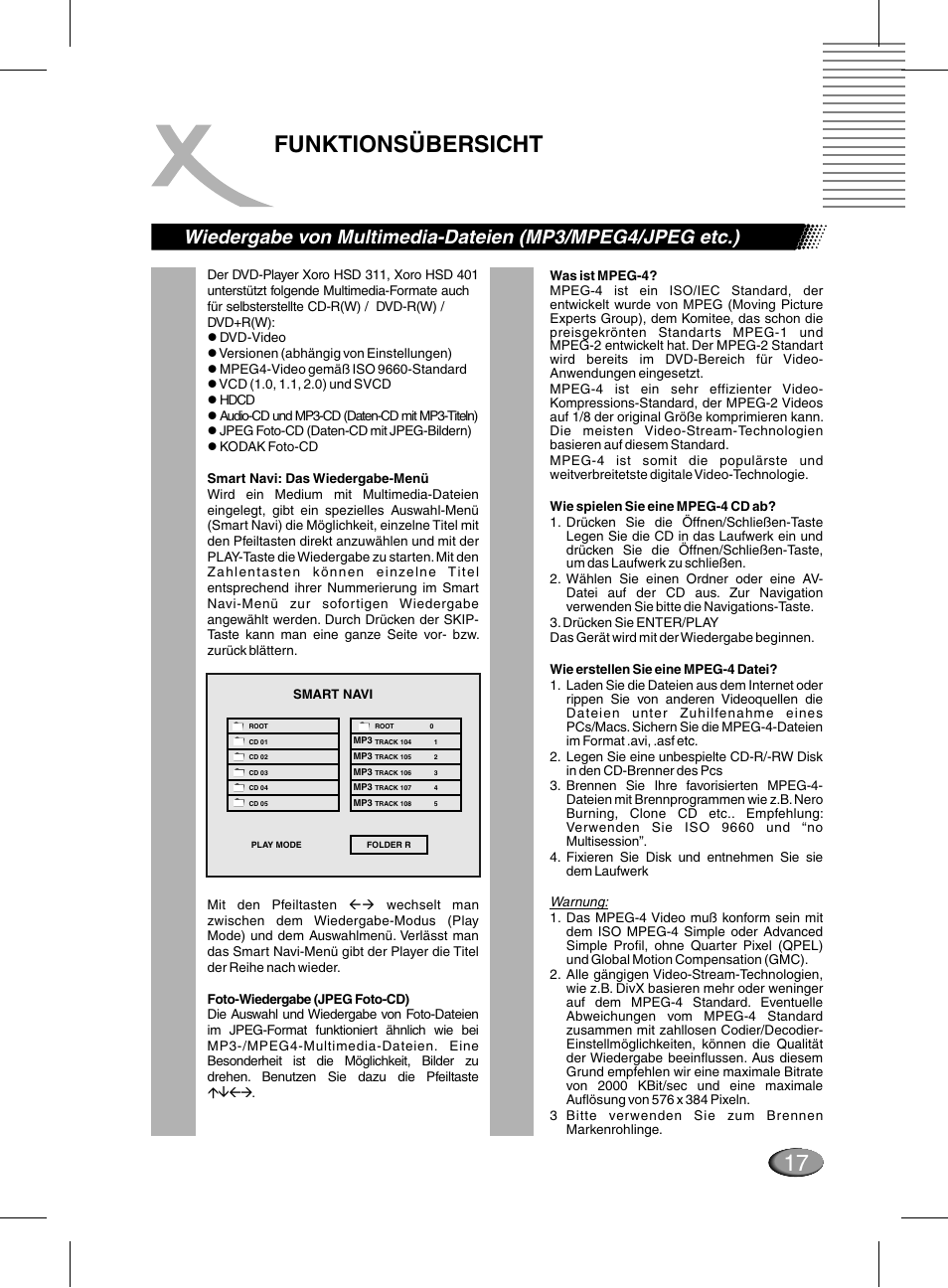 17 funktionsübersicht | Xoro HSD 311 User Manual | Page 17 / 72
