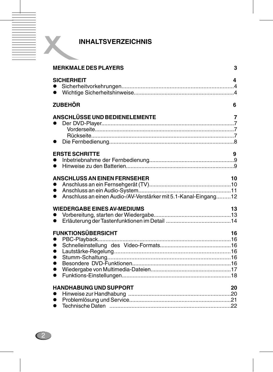 2inhaltsverzeichnis | Xoro HSD 311 User Manual | Page 2 / 72