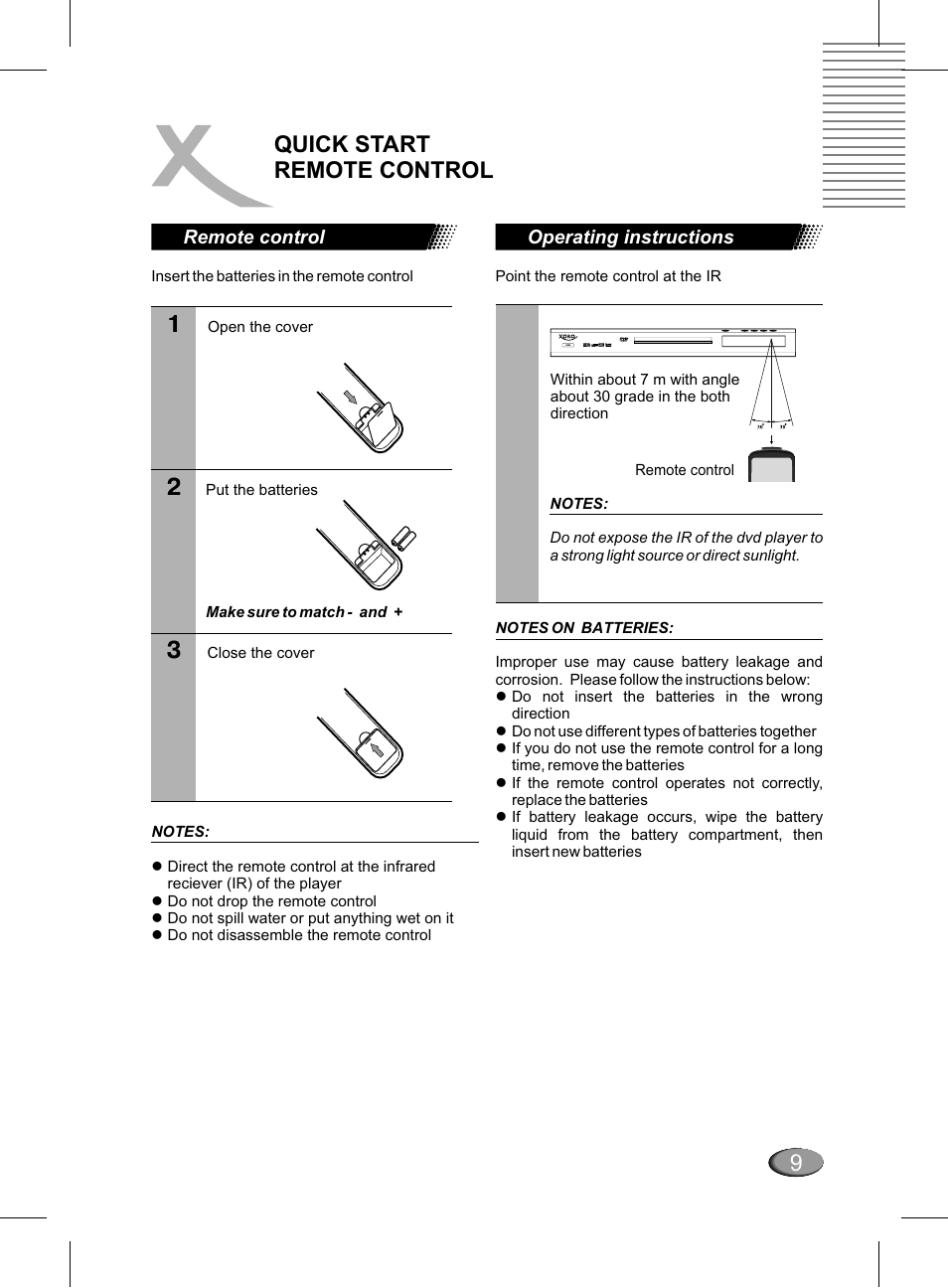 Quick start remote control | Xoro HSD 311 User Manual | Page 57 / 72