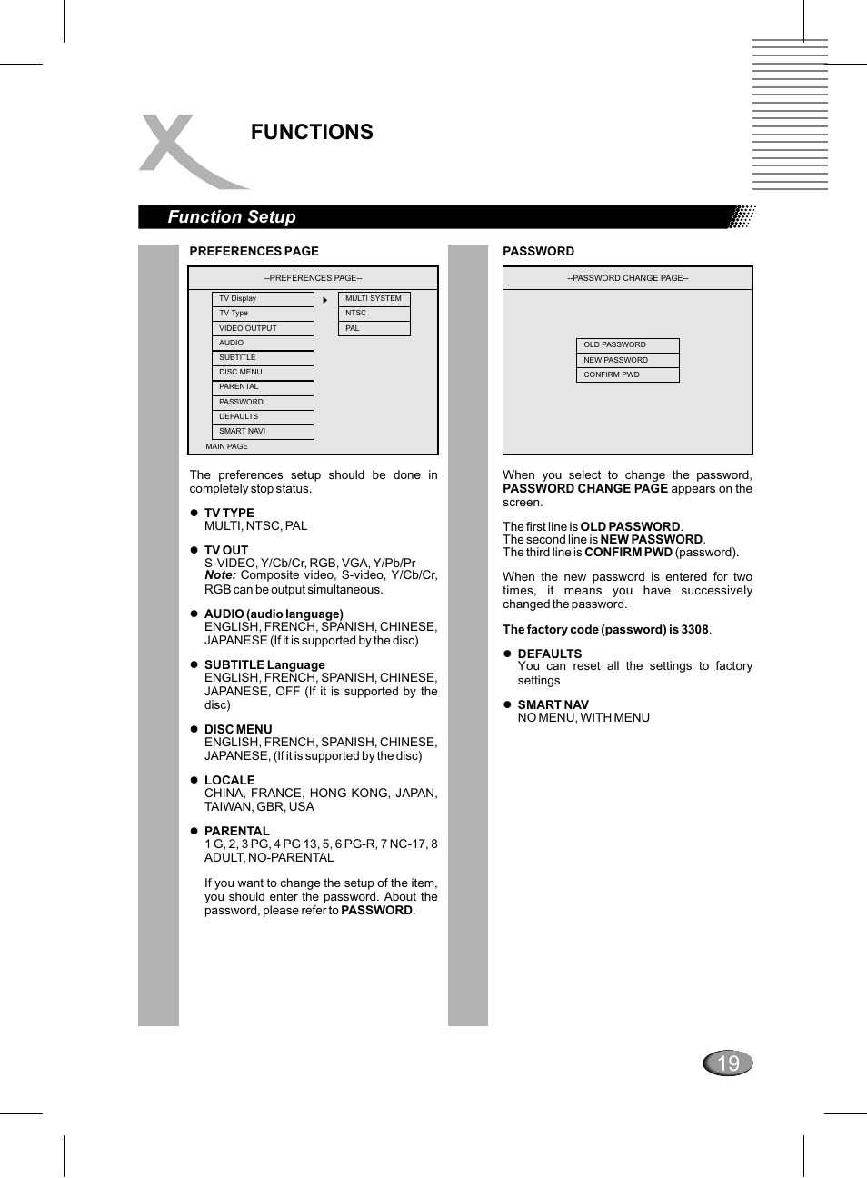 19 functions, Function setup | Xoro HSD 311 User Manual | Page 67 / 72