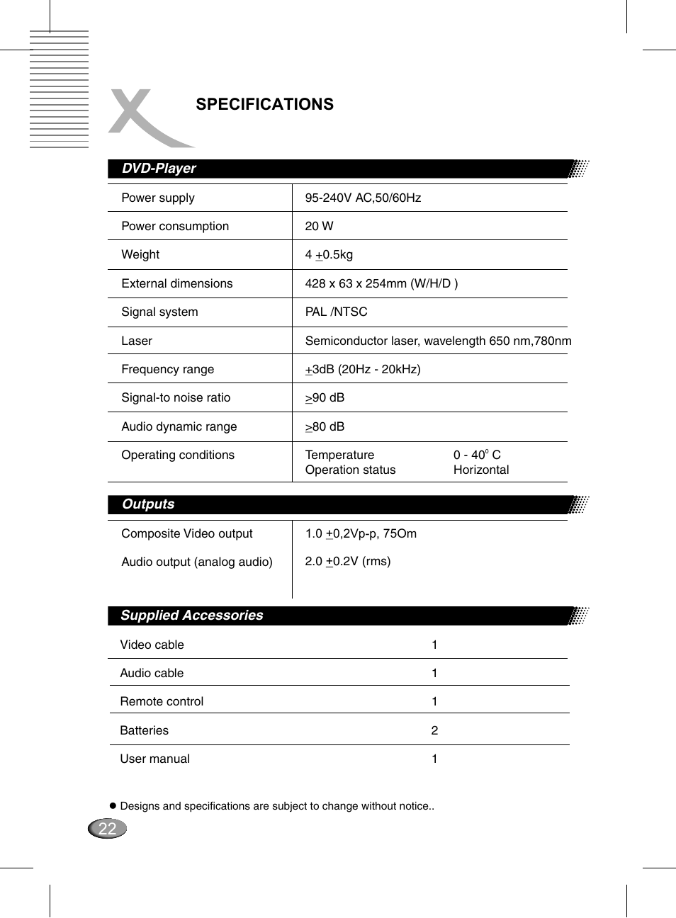 Specifications | Xoro HSD 311 User Manual | Page 70 / 72