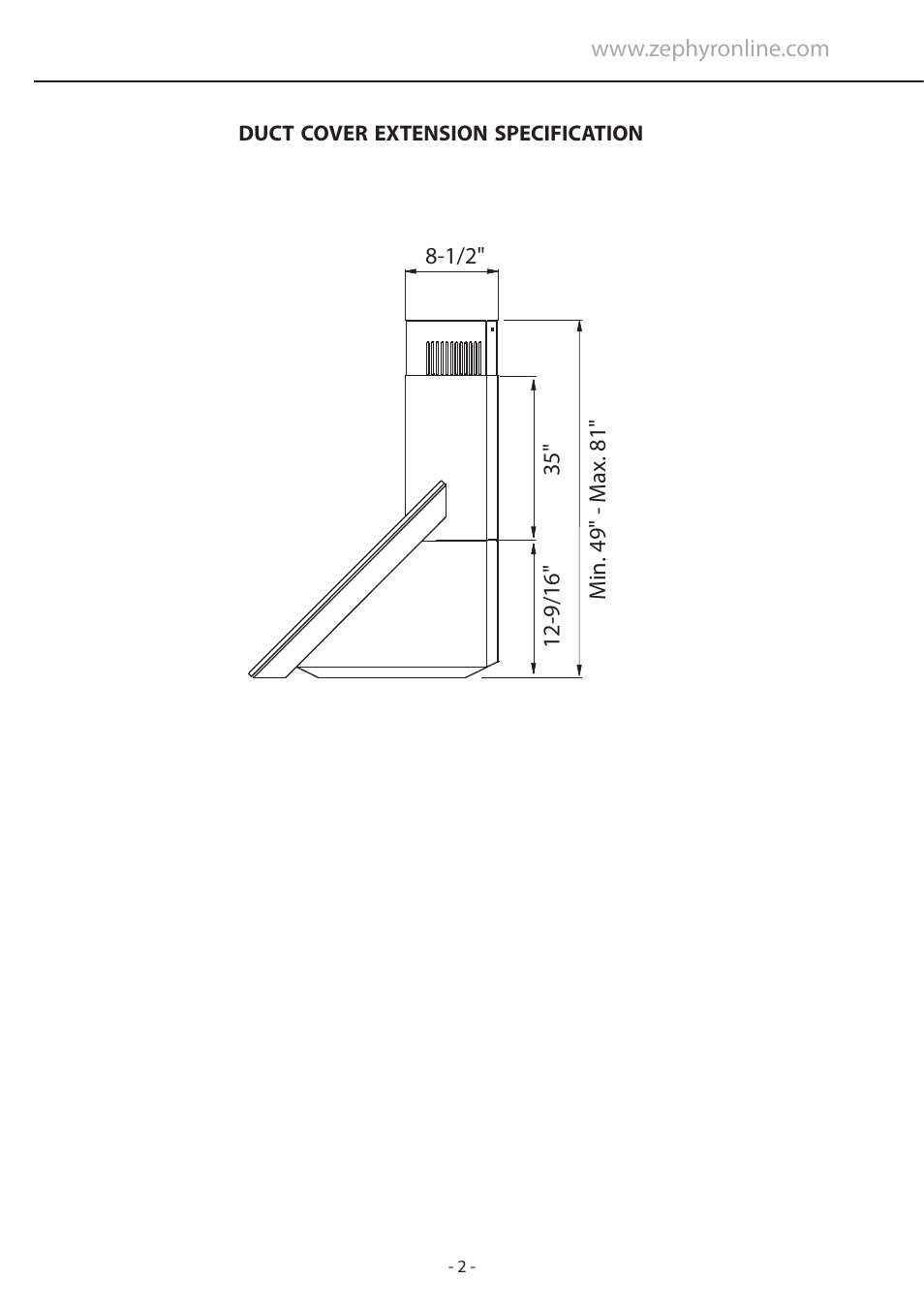 Zephyr Duct Cover Extension Z1C-00PN User Manual | Page 2 / 8