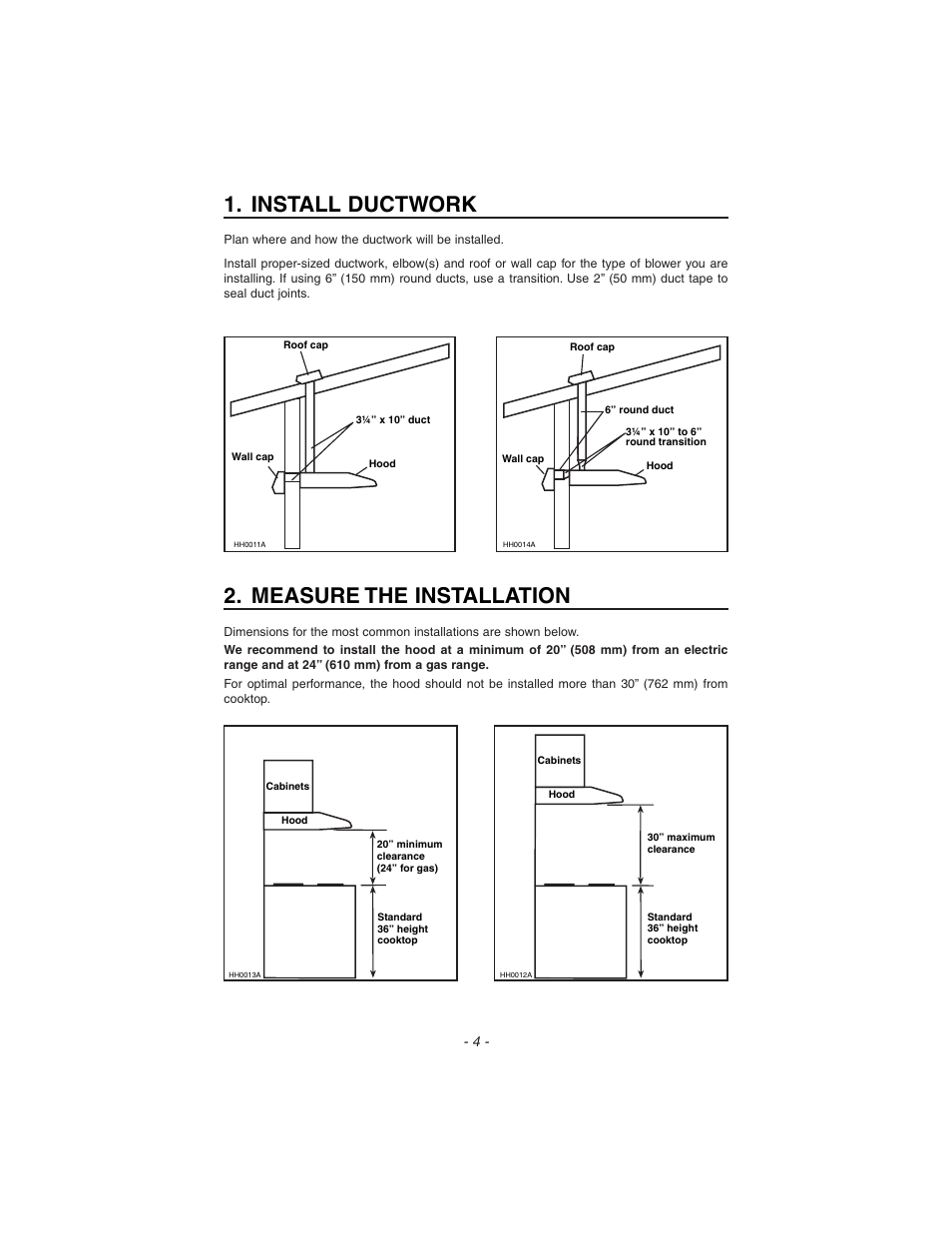 Install ductwork, Measure the installation | Zephyr ES1-E30AB User Manual | Page 4 / 13