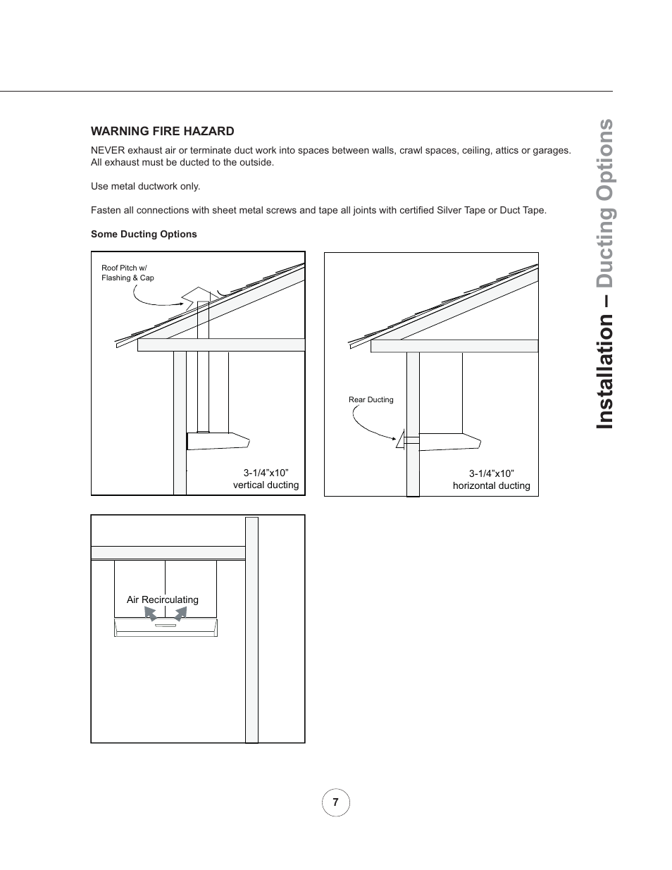 Installation – ducting options | Zephyr AK11005 User Manual | Page 9 / 22