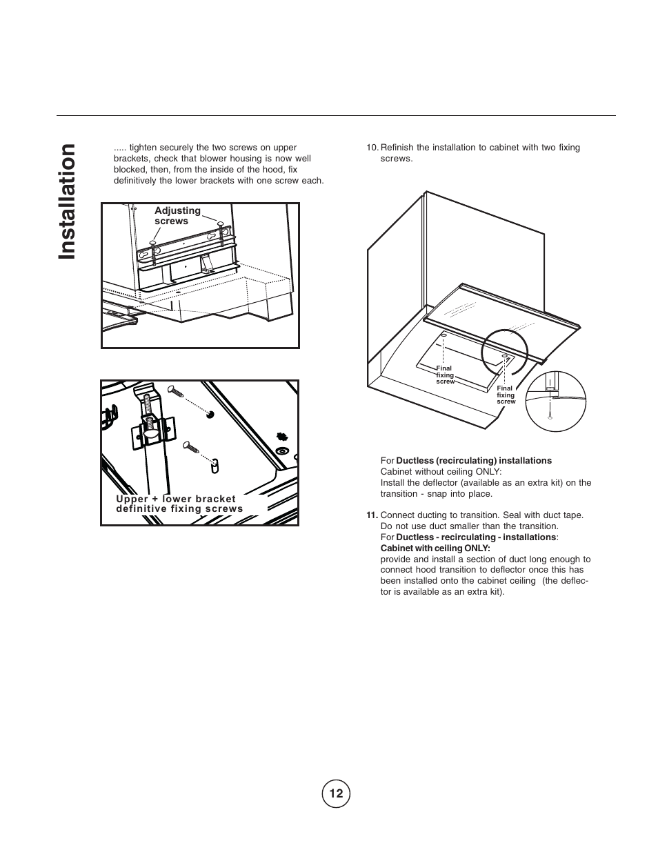 Inst allation | Zephyr EGL-E36AS User Manual | Page 12 / 21