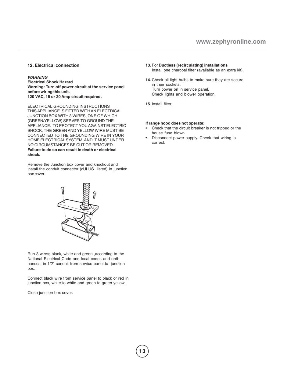 Zephyr EGL-E36AS User Manual | Page 13 / 21