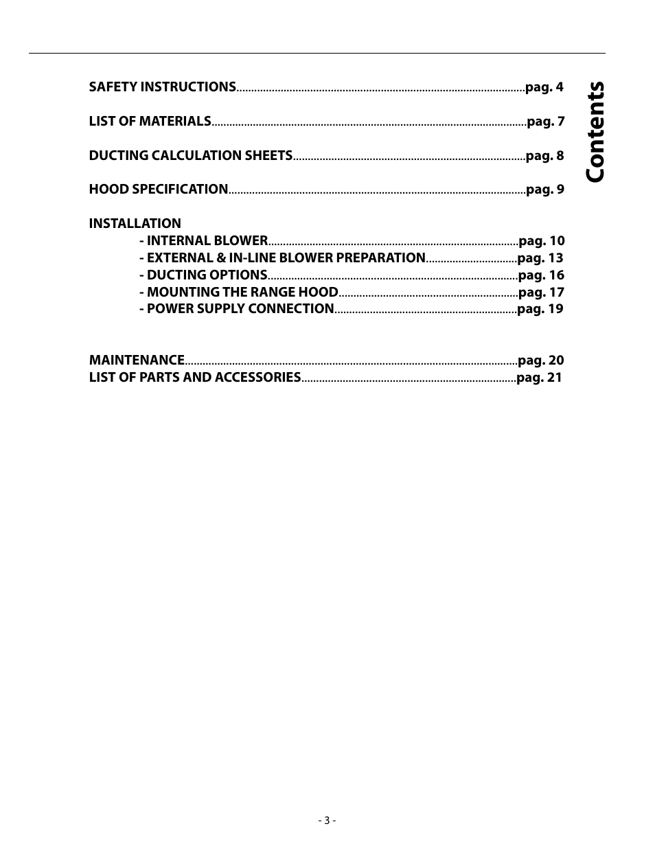 Co n ten ts | Zephyr ARC AHZ-M90ABX User Manual | Page 3 / 22
