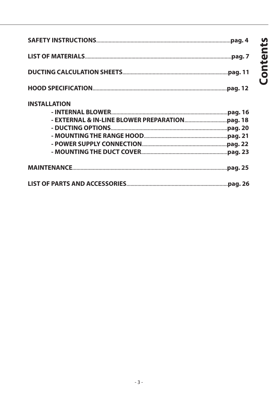 Co n ten ts | Zephyr Layers Wall ALA - M90ABX User Manual | Page 3 / 27
