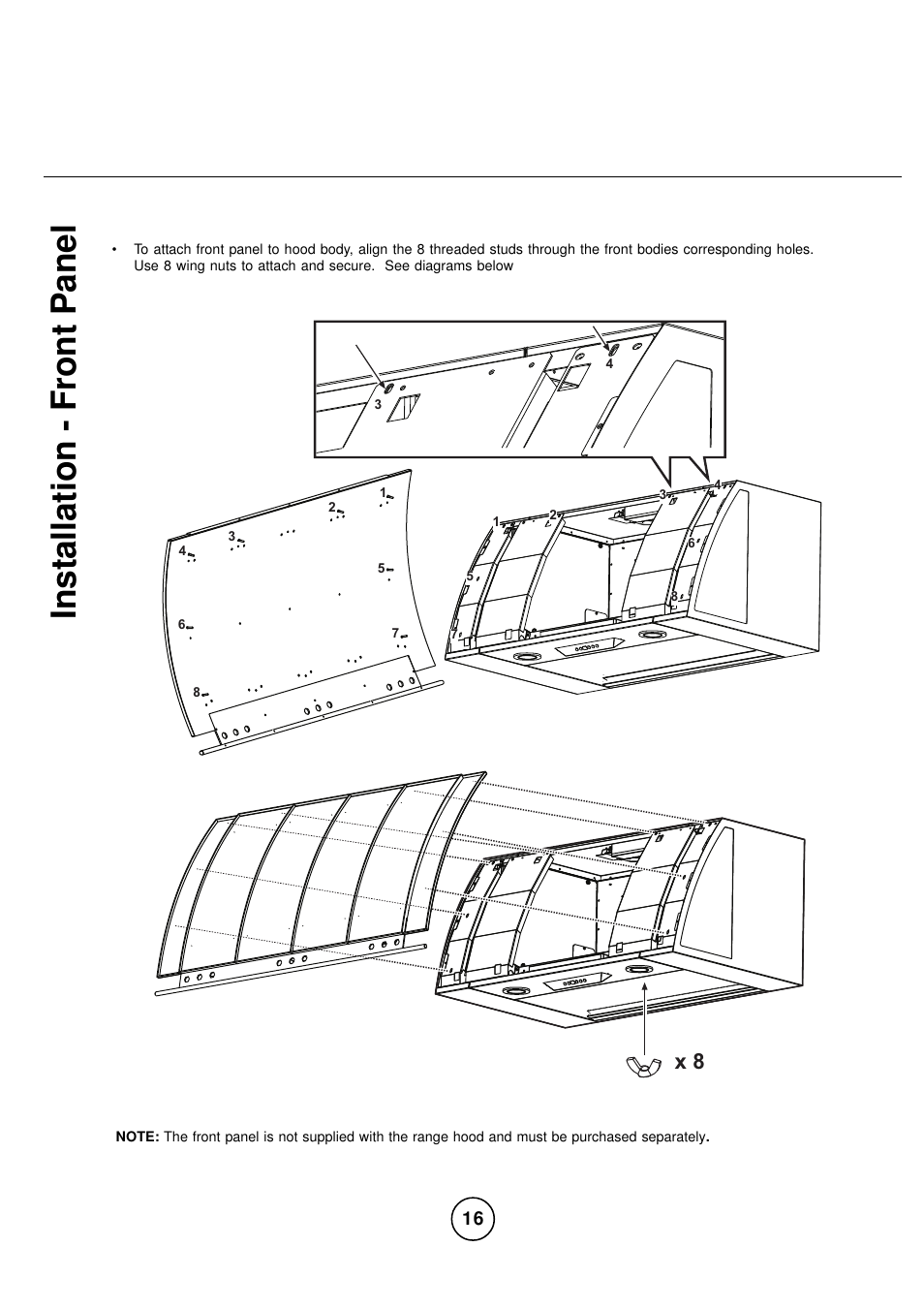 Inst allation - front panel | Zephyr CPA-E48ASX User Manual | Page 16 / 27