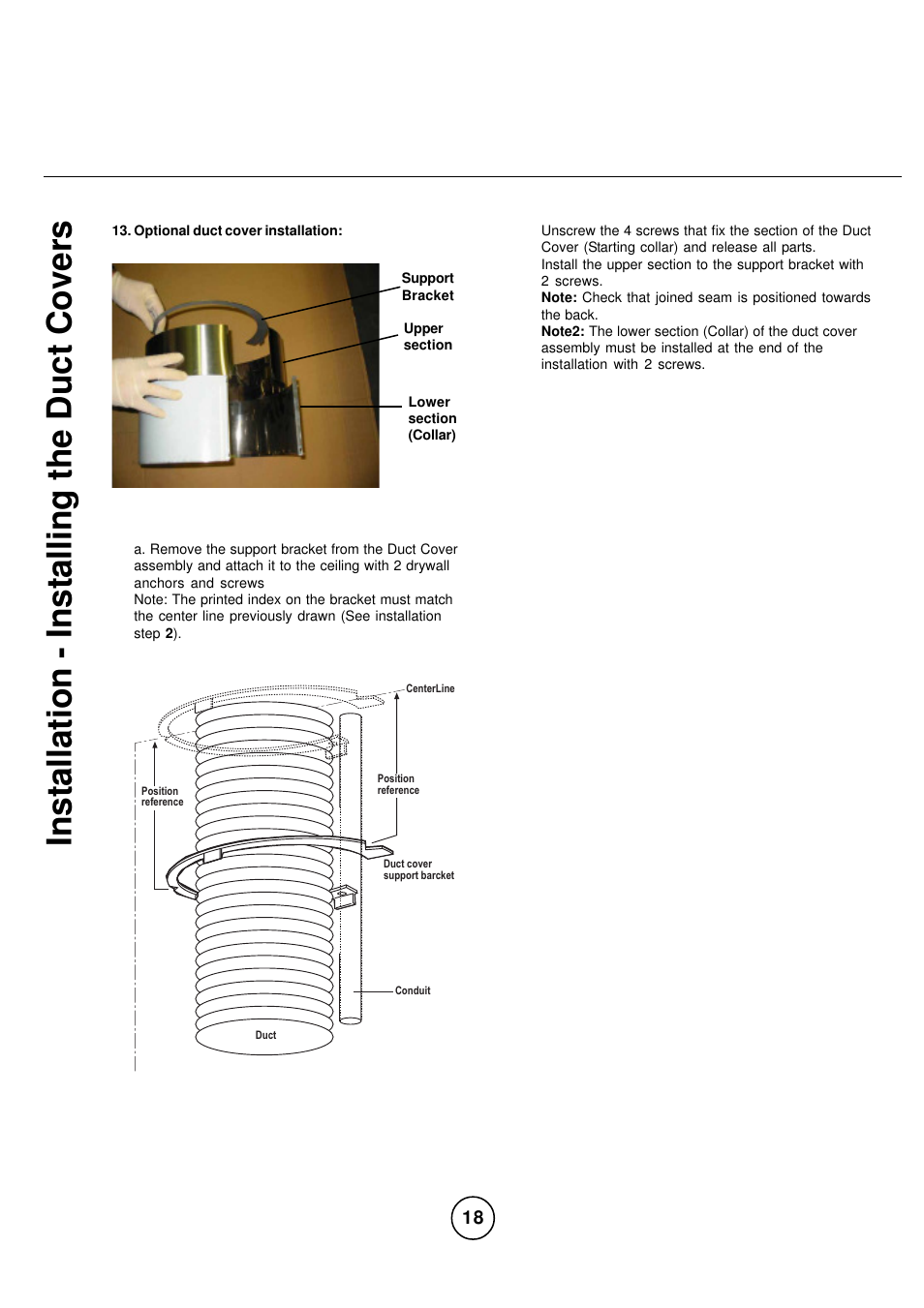 Inst allation - inst alling the duct covers | Zephyr CPA-E48ASX User Manual | Page 18 / 27