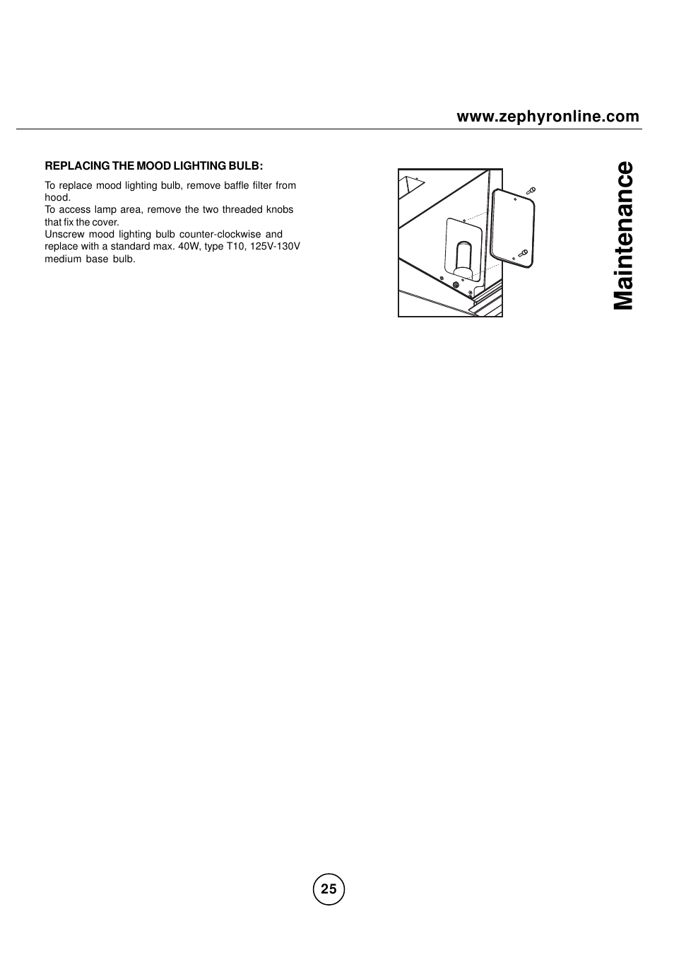 Maintenance | Zephyr CPA-E48ASX User Manual | Page 25 / 27