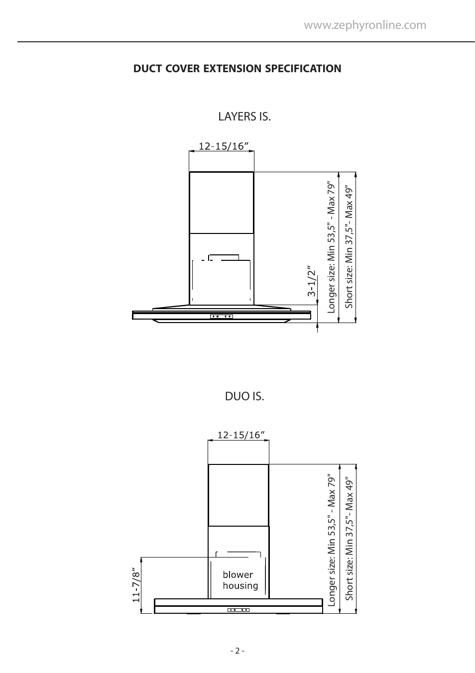 Duo is. layers is | Zephyr Duct Cover Extension Z1C-01LL User Manual | Page 2 / 12