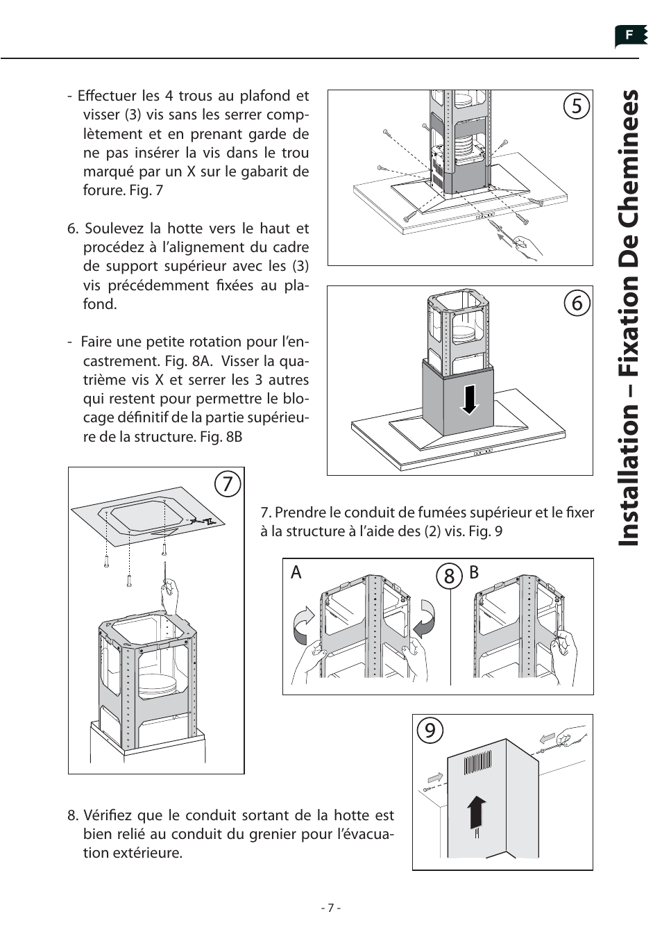 Installa tion – f ixa tion de cheminees | Zephyr Duct Cover Extension Z1C-01LL User Manual | Page 7 / 12