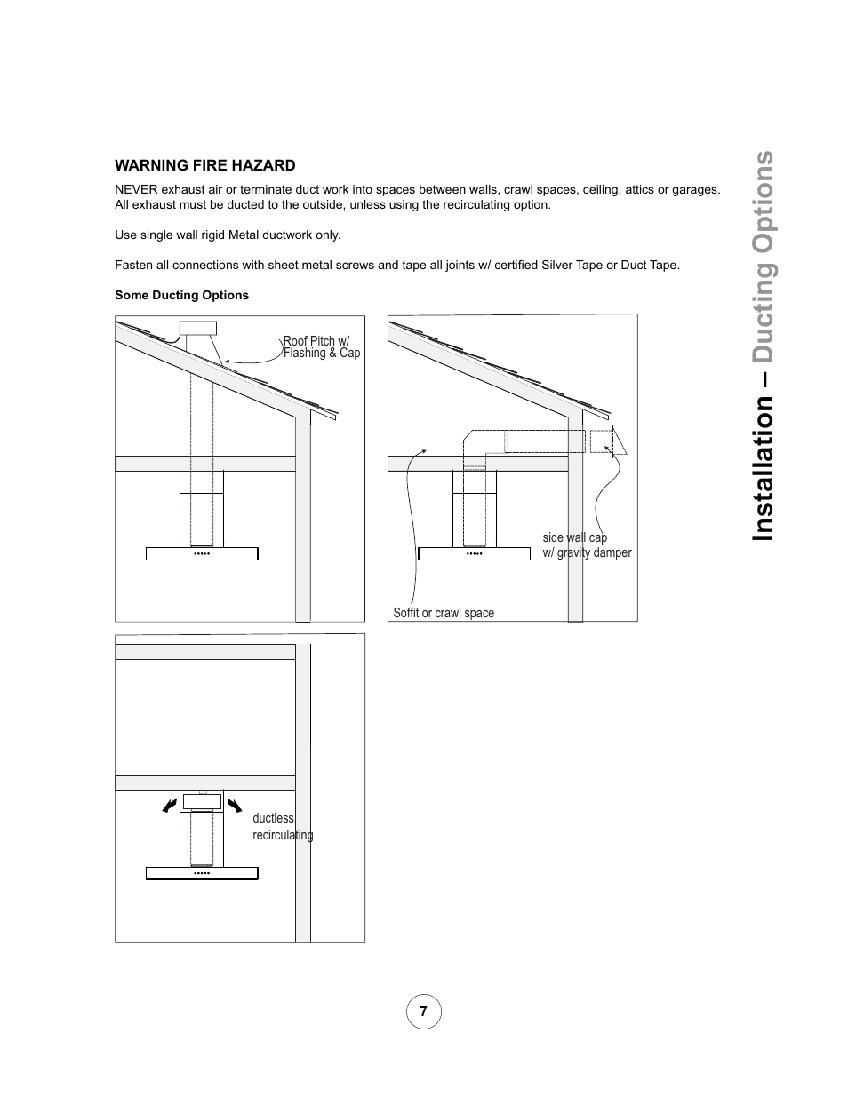 Installation – ducting options | Zephyr ZRM-E36AS User Manual | Page 9 / 19