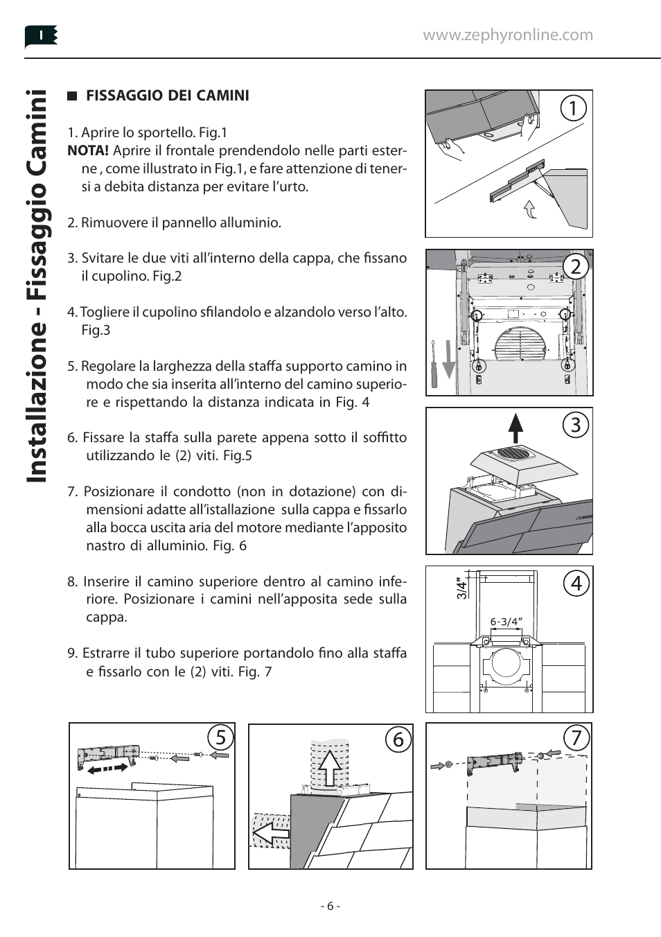 Installazione - f issaggio c amini | Zephyr Z1C-00TI User Manual | Page 6 / 8