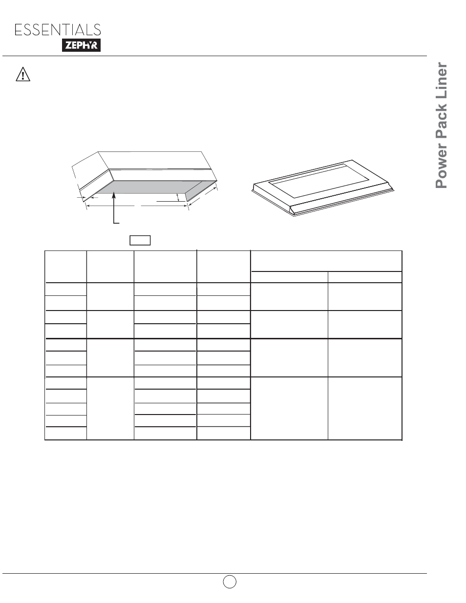 Zephyr Adjustable Depth Liners AK088xAS User Manual | 2 pages