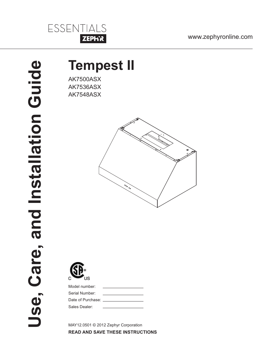 Zephyr AK7548ASX User Manual | 23 pages