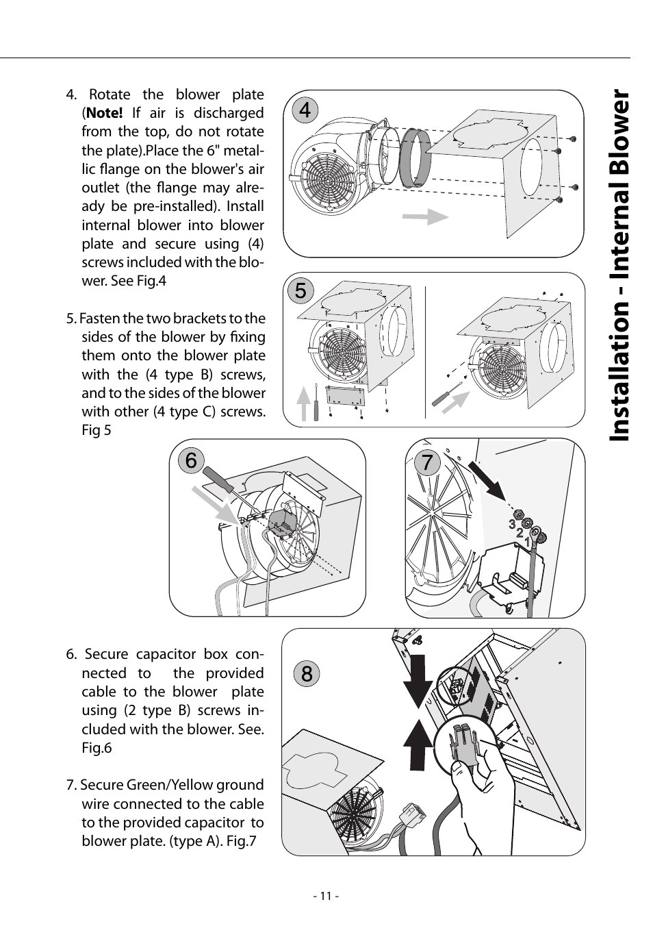 Installa tion - in ternal blo w e r | Zephyr AHZ-M90ARX User Manual | Page 11 / 22