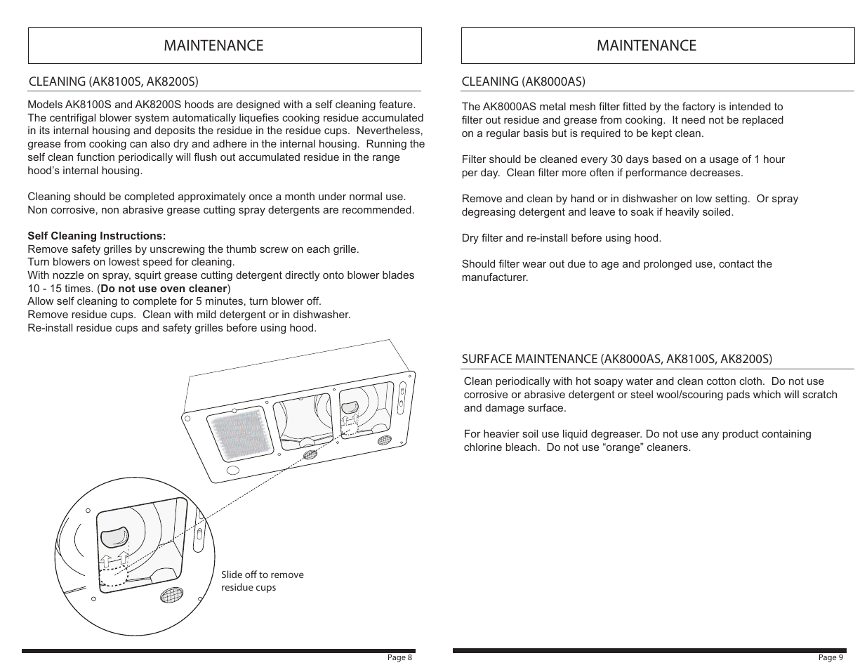 Maintenance | Zephyr AK8100S User Manual | Page 6 / 7