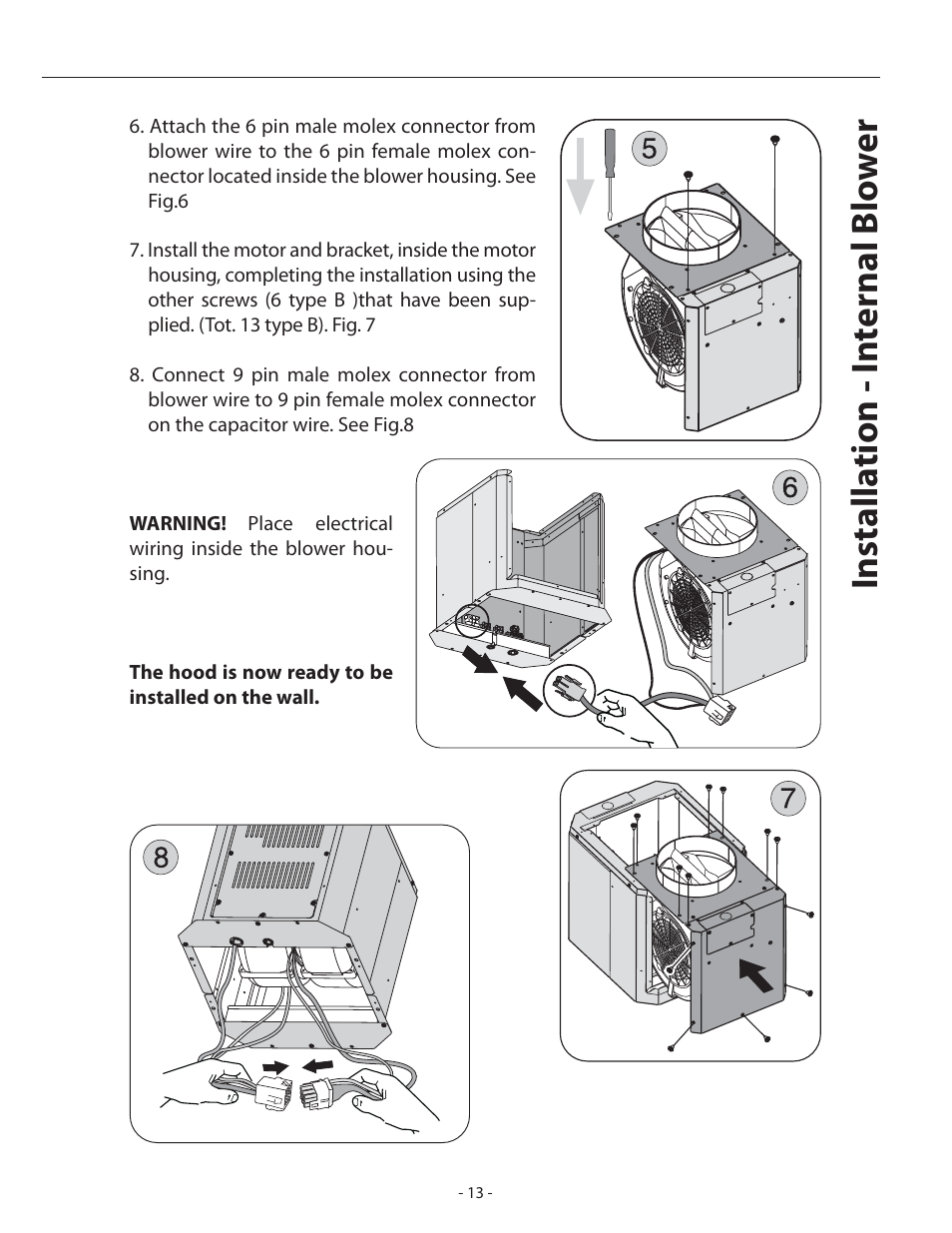 Installa tion - in ternal blo w e r | Zephyr Duo Is. ADL-M90ASX User Manual | Page 13 / 25