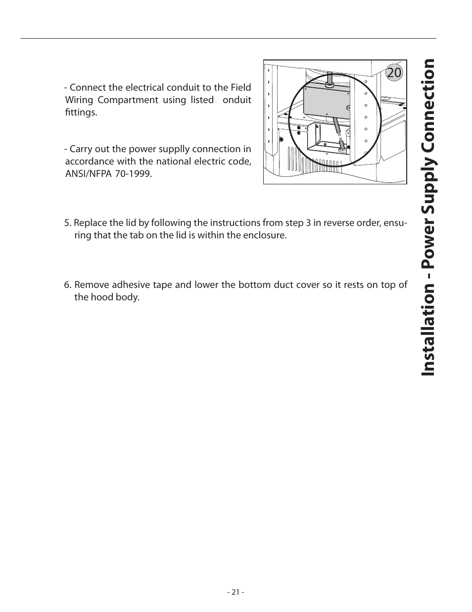 Installa tion - p o w er supply c onnec tion | Zephyr Duo Is. ADL-M90ASX User Manual | Page 21 / 25