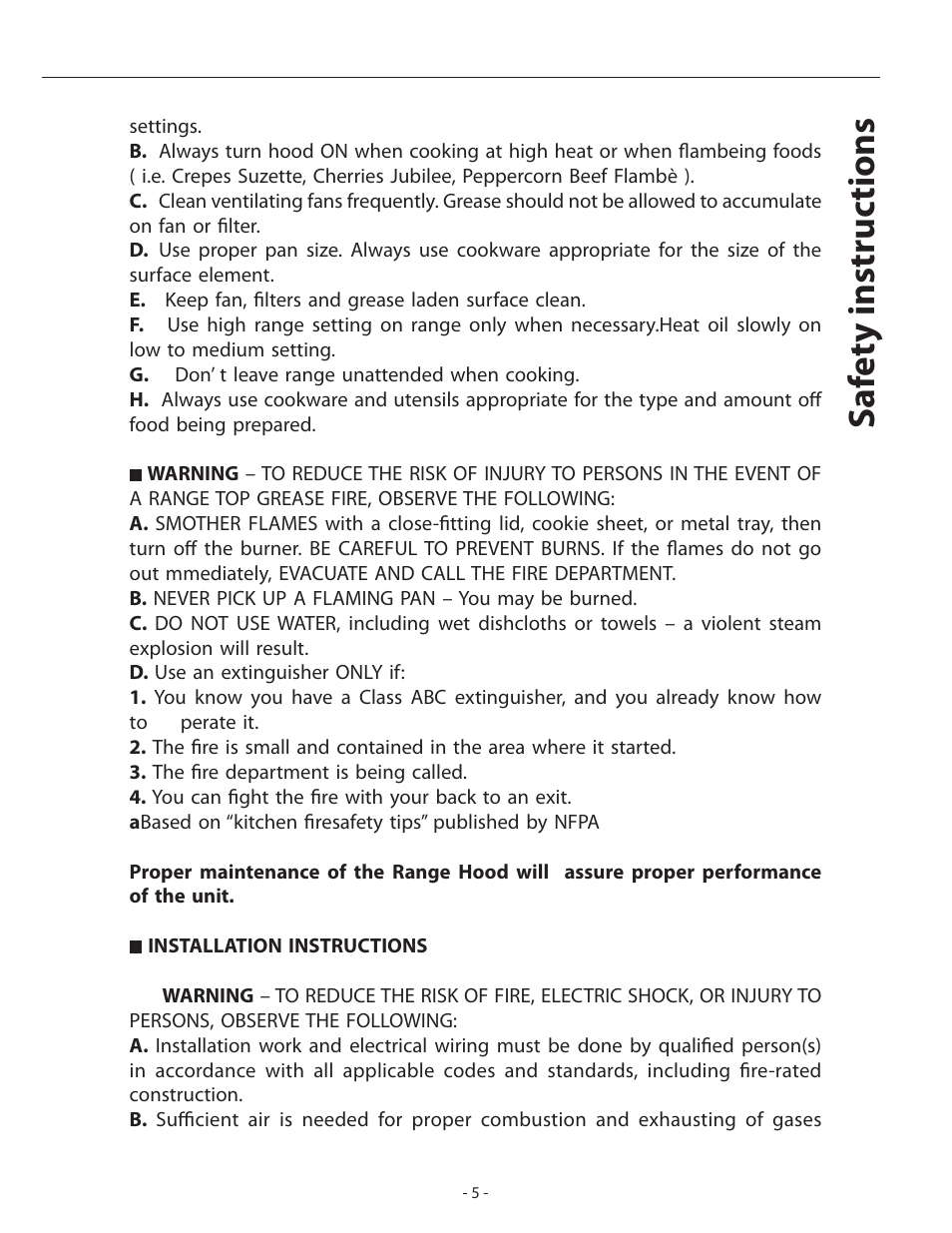 Sa fe ty instruc tions | Zephyr Duo Is. ADL-M90ASX User Manual | Page 5 / 25