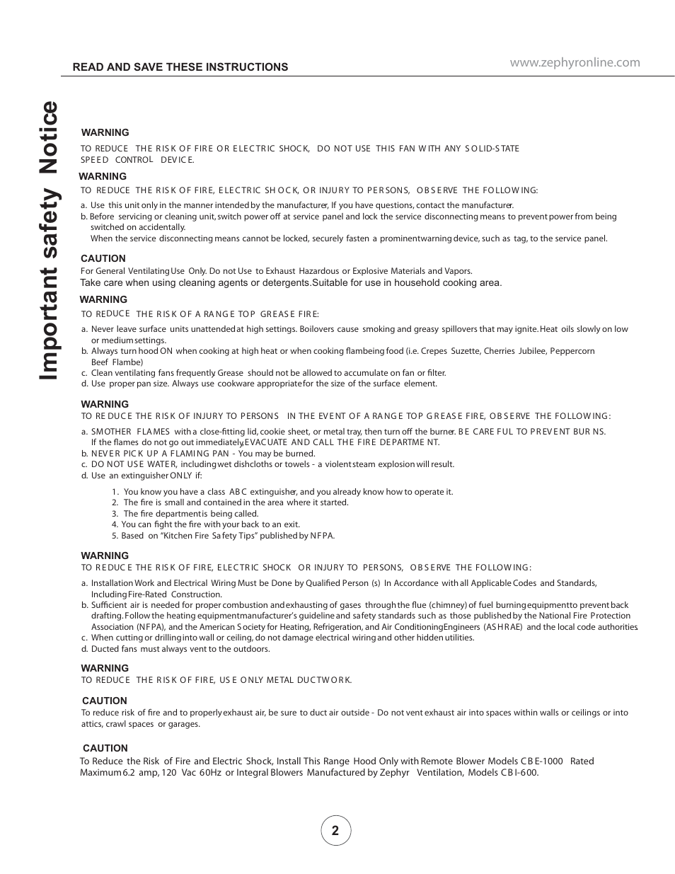 Zephyr CTP-E 60SX User Manual | Page 4 / 23