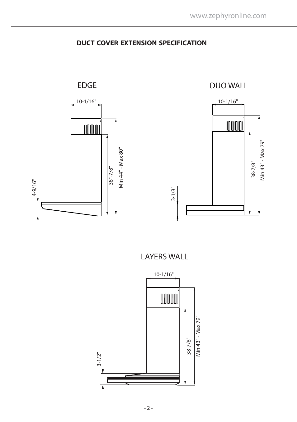 Edge duo wall layers wall | Zephyr Duct Cover Extension Z1C-00LA User Manual | Page 2 / 8