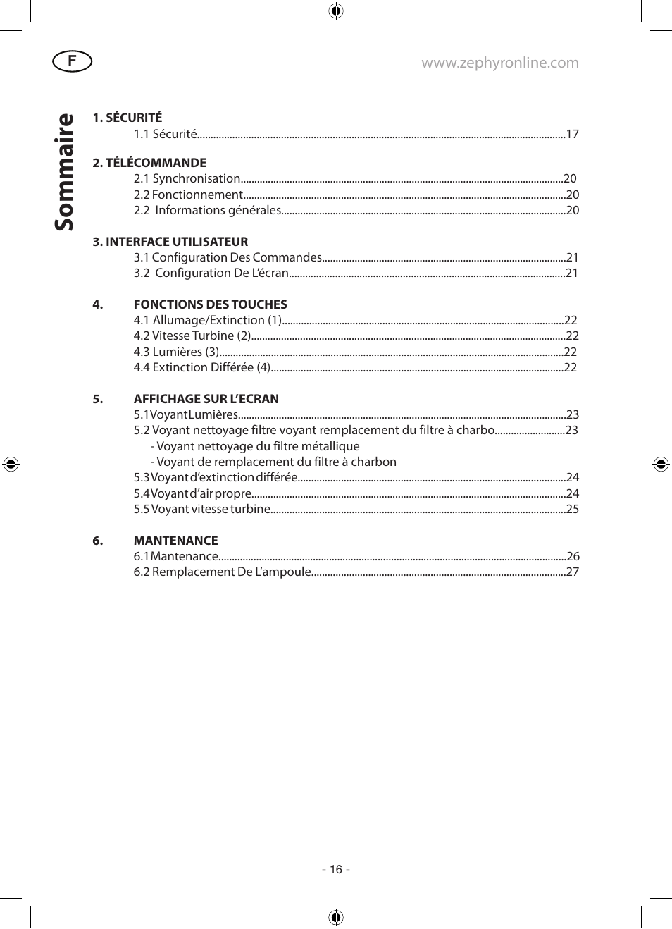 Sommair e | Zephyr GU5/MR16 User Manual | Page 16 / 52