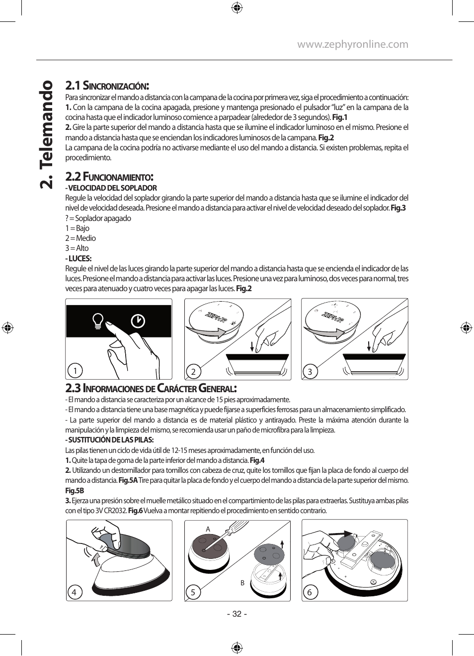 Te le m an d o | Zephyr GU5/MR16 User Manual | Page 32 / 52