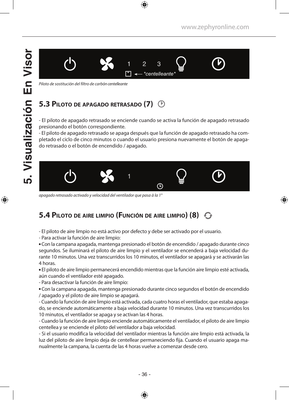 Visualización en visor | Zephyr GU5/MR16 User Manual | Page 36 / 52