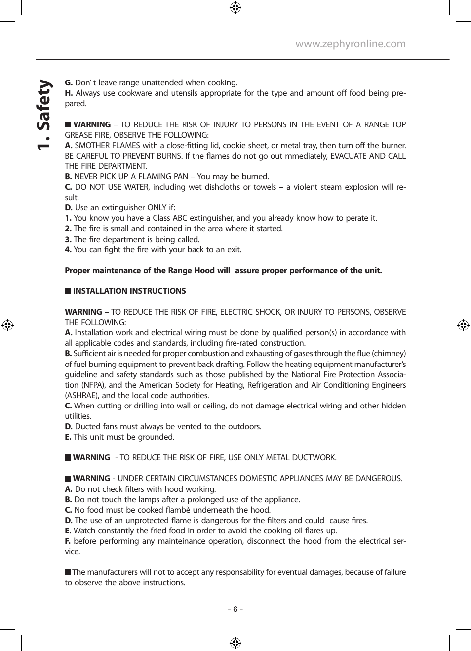 Saf et y | Zephyr GU5/MR16 User Manual | Page 6 / 52