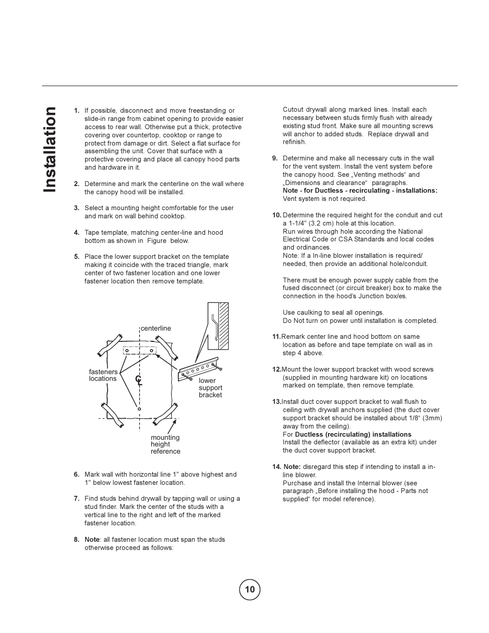 Inst allation | Zephyr EBO-E36ASX User Manual | Page 10 / 22