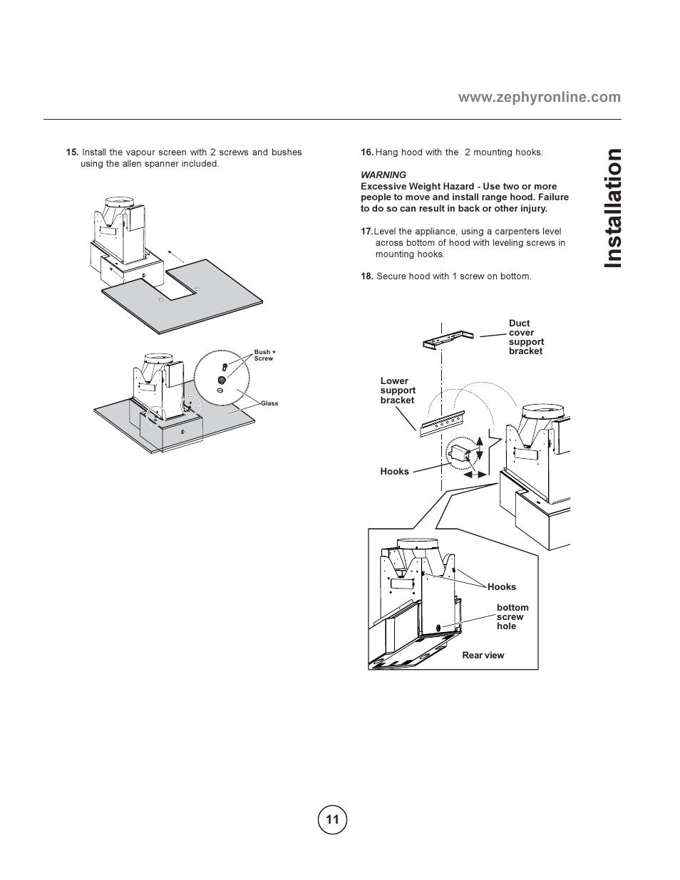 Inst allation | Zephyr EBO-E36ASX User Manual | Page 11 / 22
