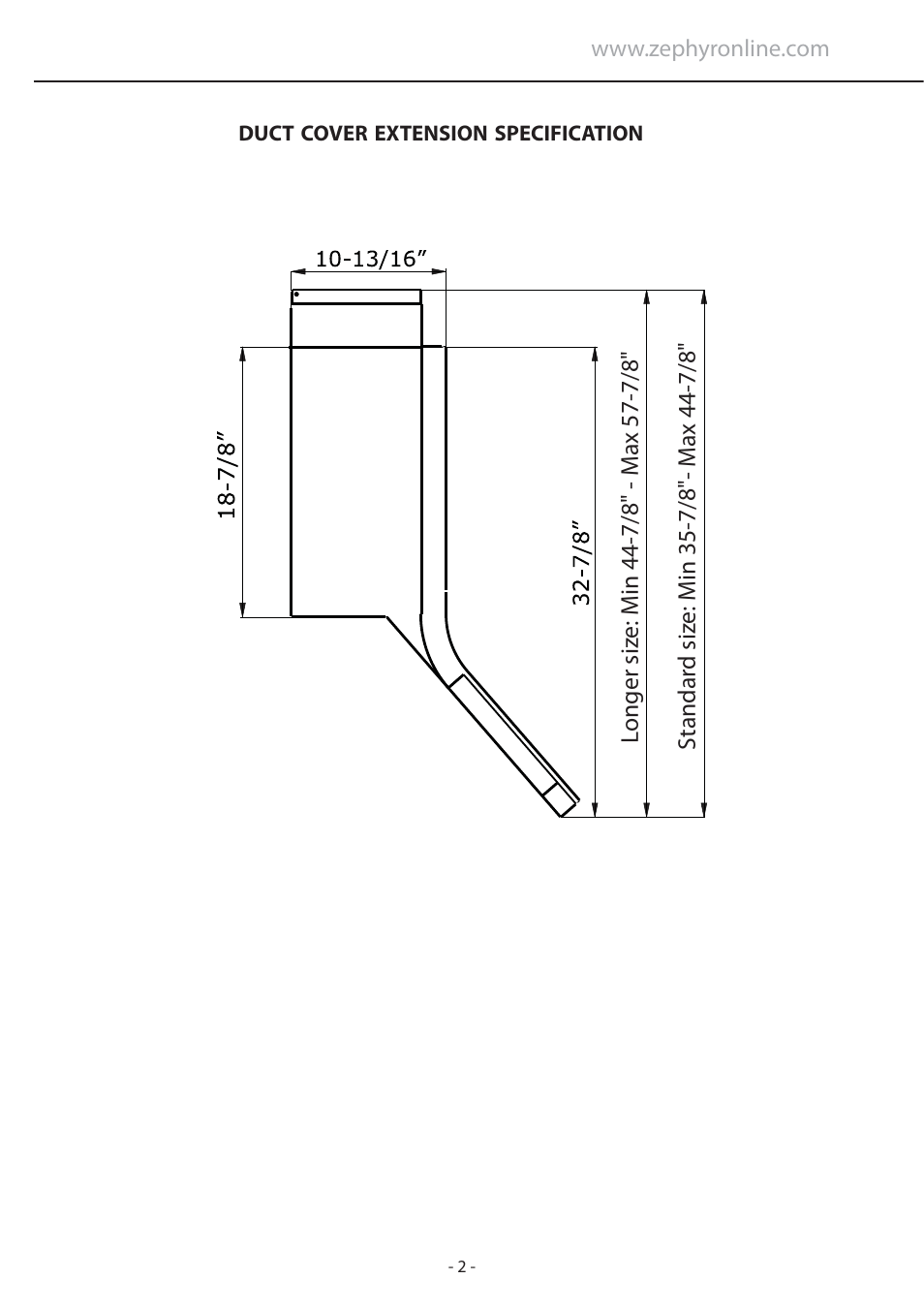 Zephyr Duct Cover Extension Z1C-00HZ User Manual | Page 2 / 8