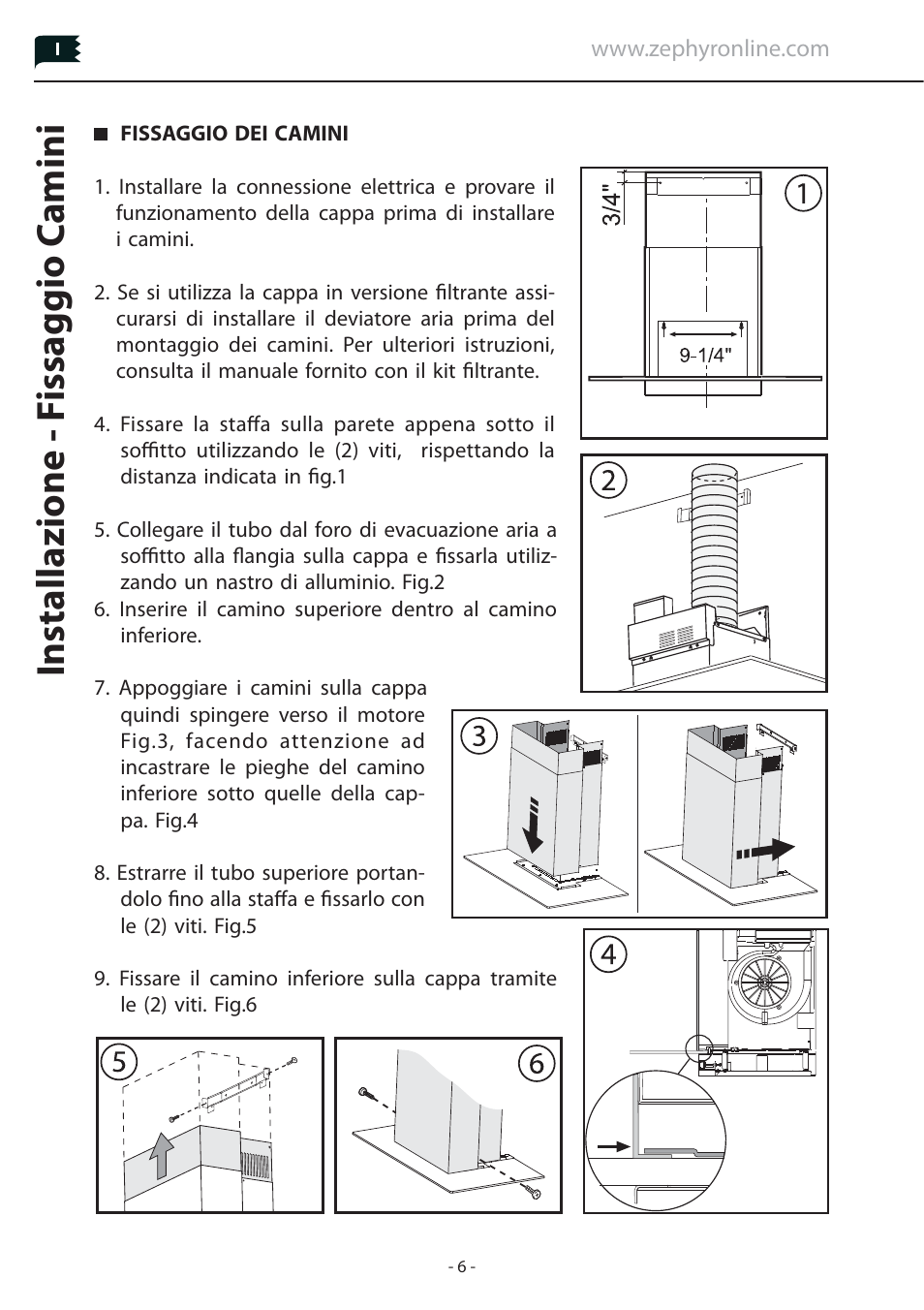 Installazione - f issaggio c amini | Zephyr Z1C-00SU User Manual | Page 6 / 8