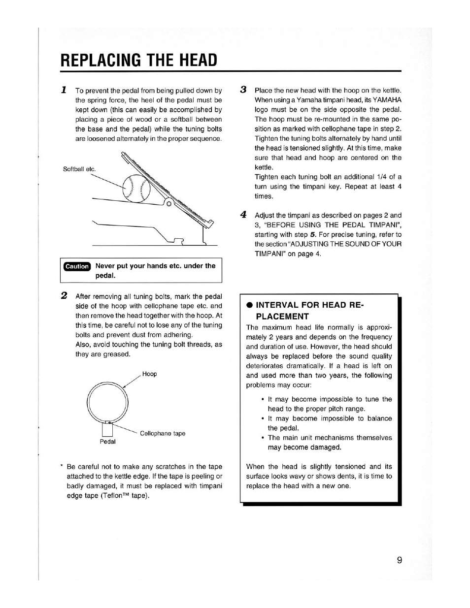 Replacing the head | Yamaha Pedal Timpani TP-6223 User Manual | Page 11 / 12