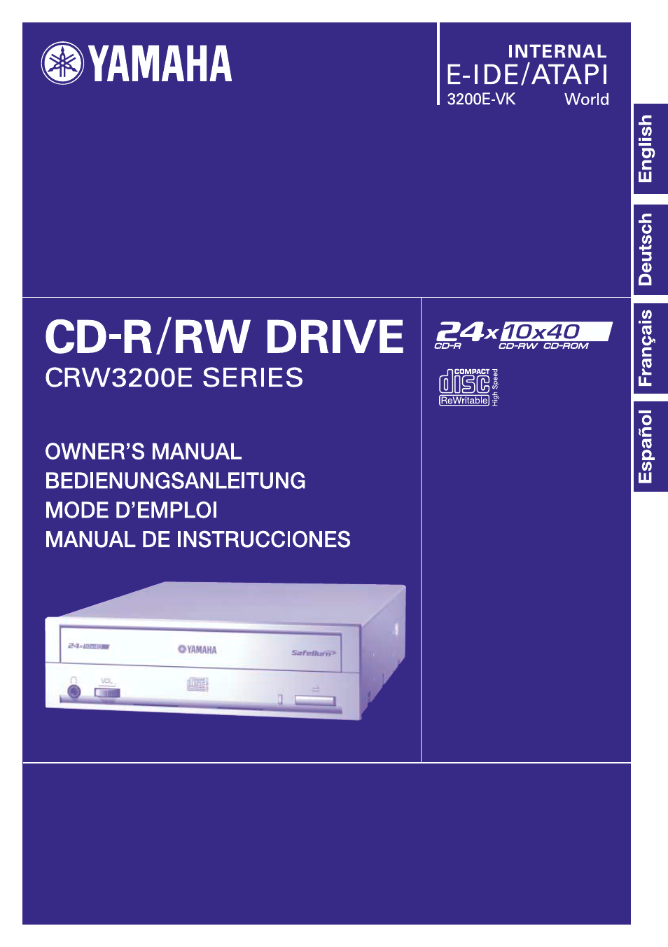 Yamaha CD Recordable/Rewritable Drive CRW3200 User Manual | 50 pages