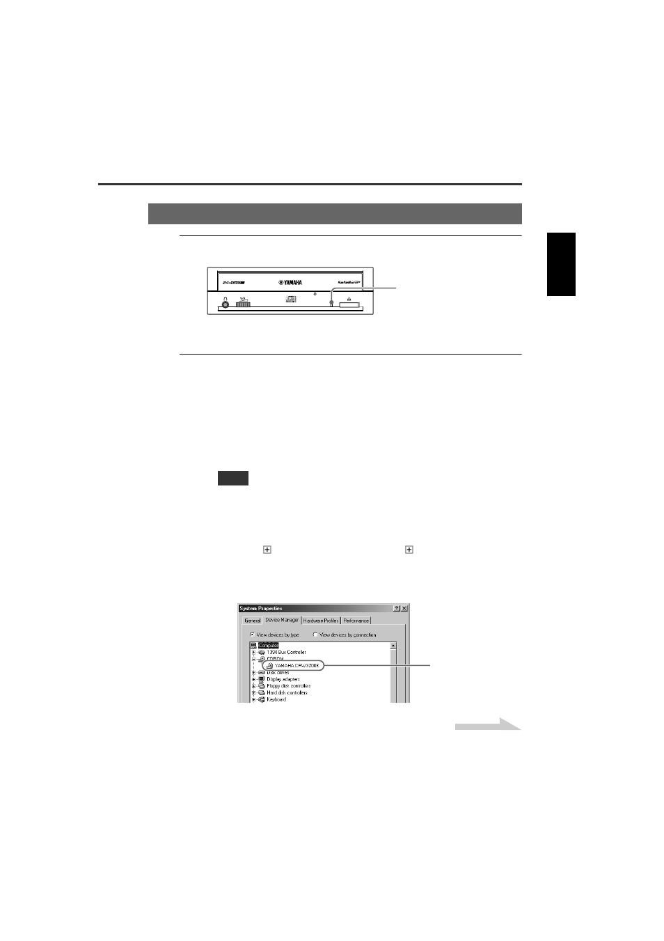 4 check recognition of the crw3200e drive | Yamaha CD Recordable/Rewritable Drive CRW3200 User Manual | Page 30 / 50