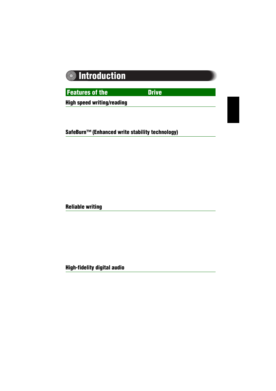 Introduction, Features of the crw2200sx drive, Features of the crw | Yamaha CRW2200SX User Manual | Page 10 / 47