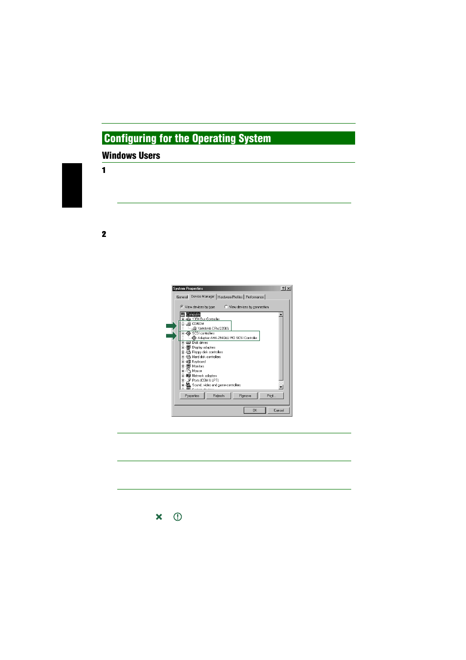 Configuring for the operating system, P. 18 – 20), Windows users | Yamaha CRW2200SX User Manual | Page 27 / 47