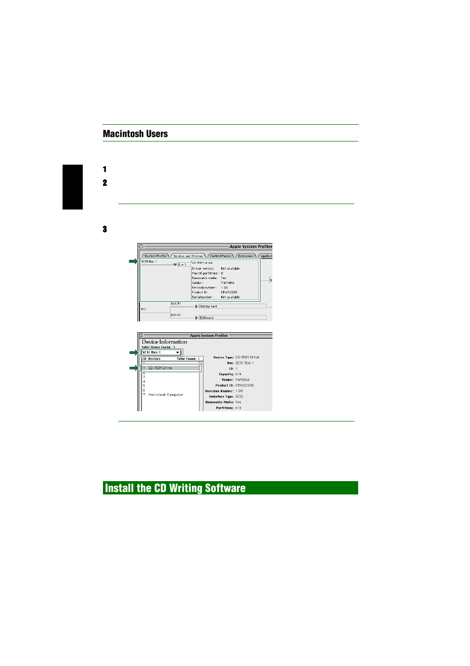 Install the cd writing software, Macintosh users | Yamaha CRW2200SX User Manual | Page 29 / 47