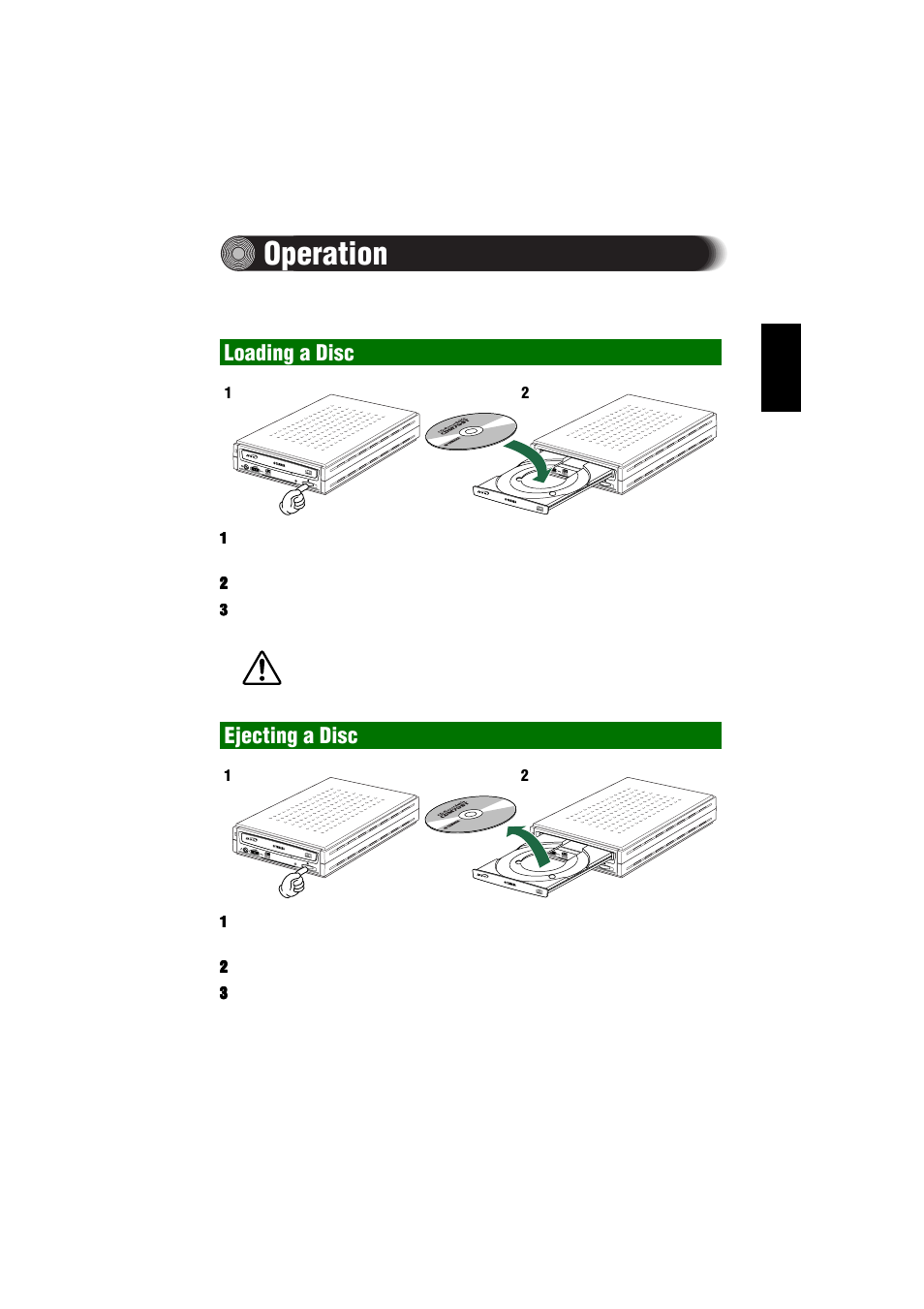 Operation, Loading a disc, Ejecting a disc | Loading a disc ejecting a disc, P. 21) | Yamaha CRW2200SX User Manual | Page 30 / 47