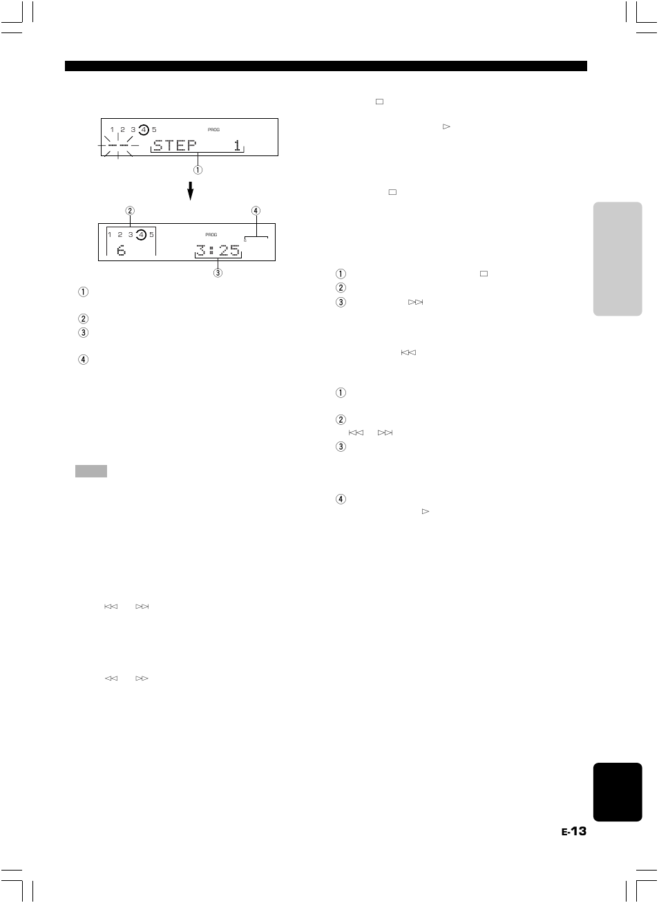 Display information during pro- gramming, 6 s t e 3 : 2 5, 13 english pla ying cds | Yamaha 506 User Manual | Page 17 / 28