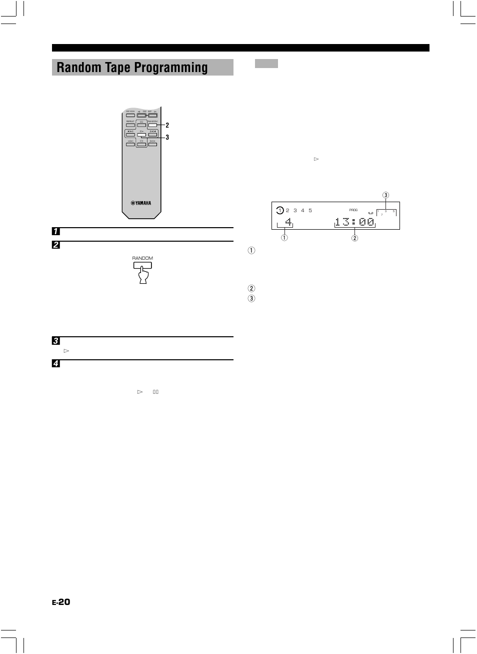 Random tape programming | Yamaha 506 User Manual | Page 24 / 28