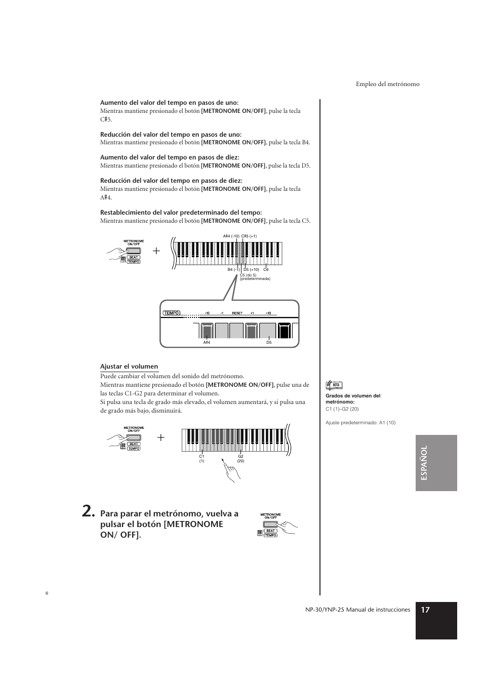 Esp añol 17 | Yamaha YNP-25 User Manual | Page 16 / 37