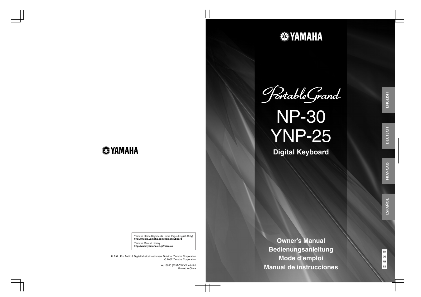 Np-30 ynp-25, Digital keyboard | Yamaha YNP-25 User Manual | Page 37 / 37