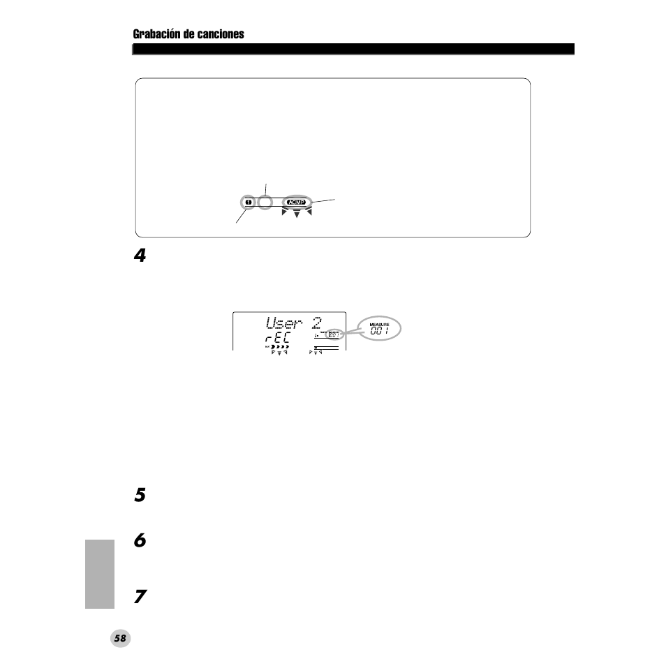 User 2, Grabación de canciones | Yamaha PORTABLE GRAND DGX-200 User Manual | Page 58 / 100