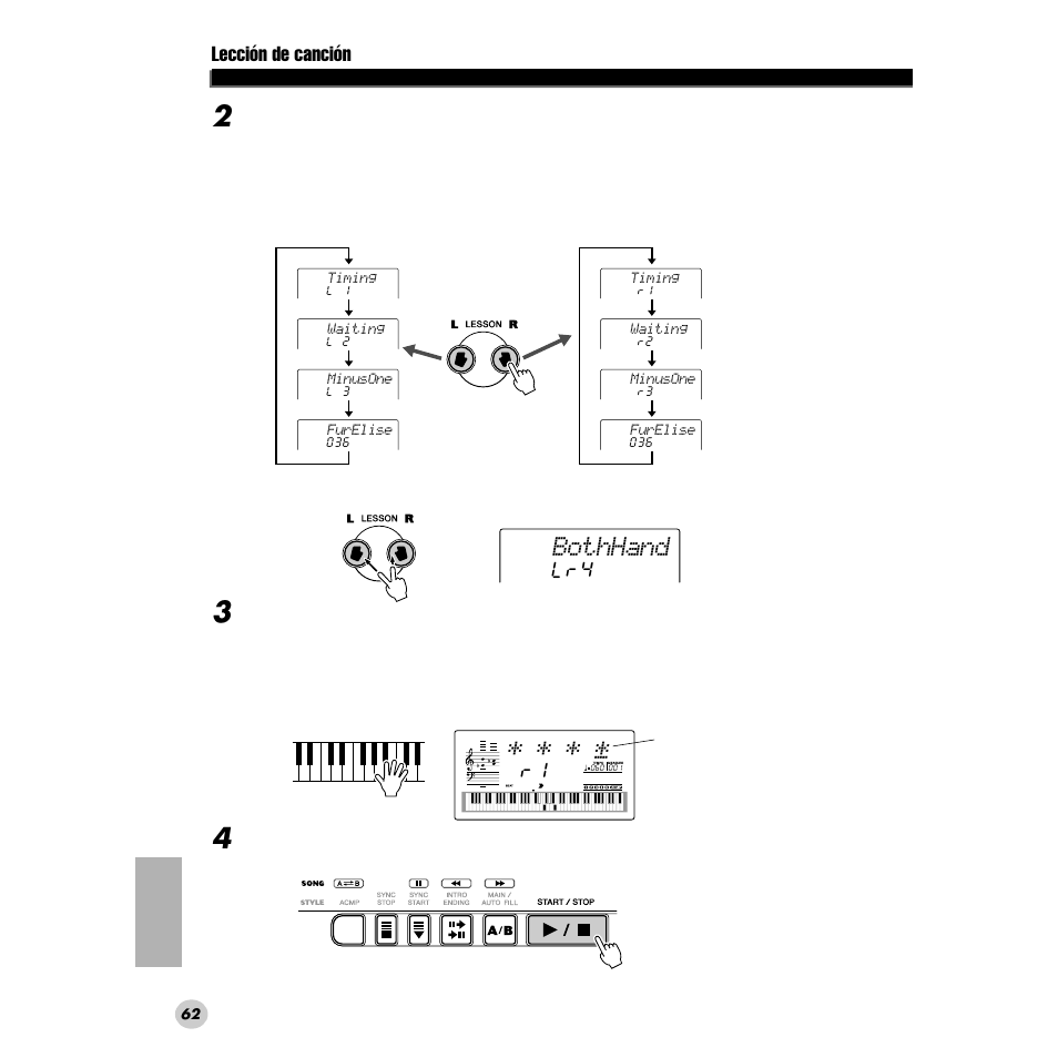 Bothhand, Lección de canción | Yamaha PORTABLE GRAND DGX-200 User Manual | Page 62 / 100