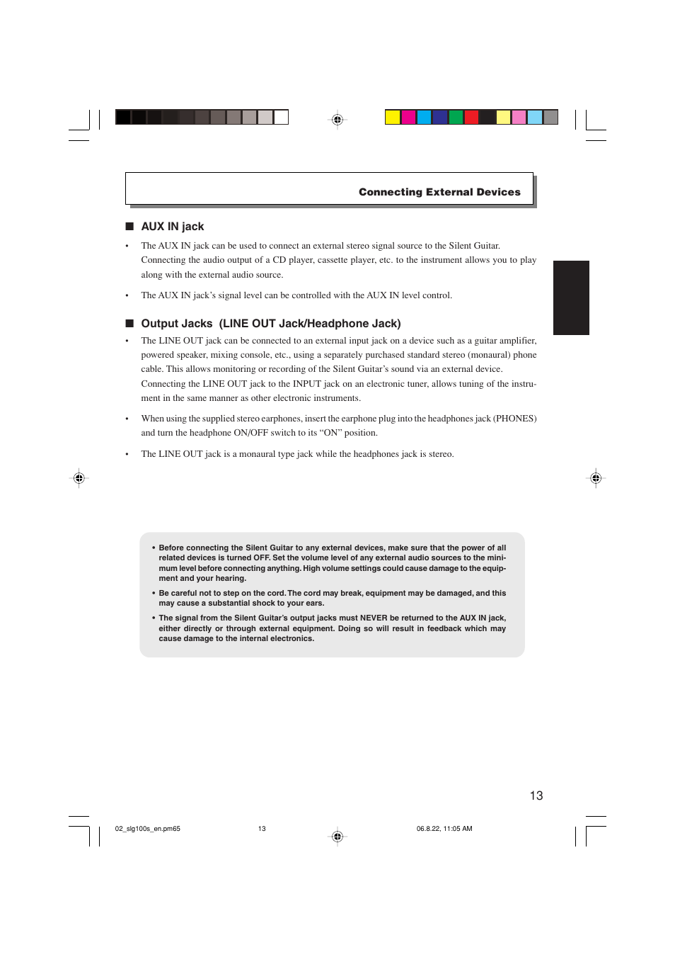 Yamaha SLG-100S User Manual | Page 13 / 15